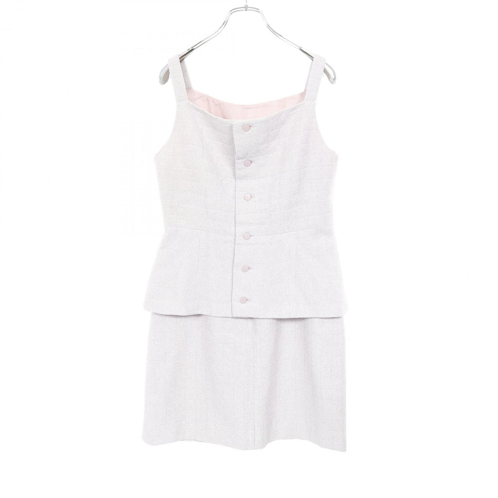 Chanel Coco Mark Button Tweed Cotton Wool Nylon Setup