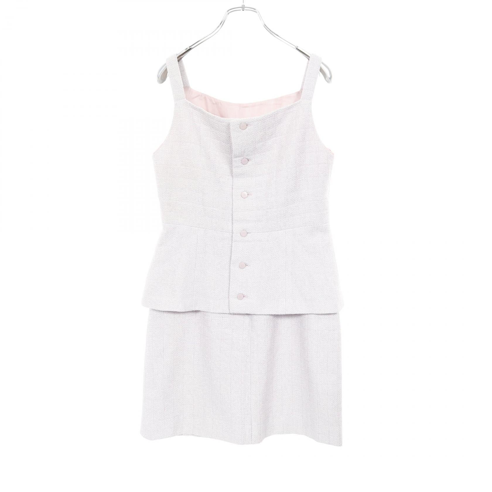 Chanel Coco Mark Button Tweed Cotton Wool Nylon Setup