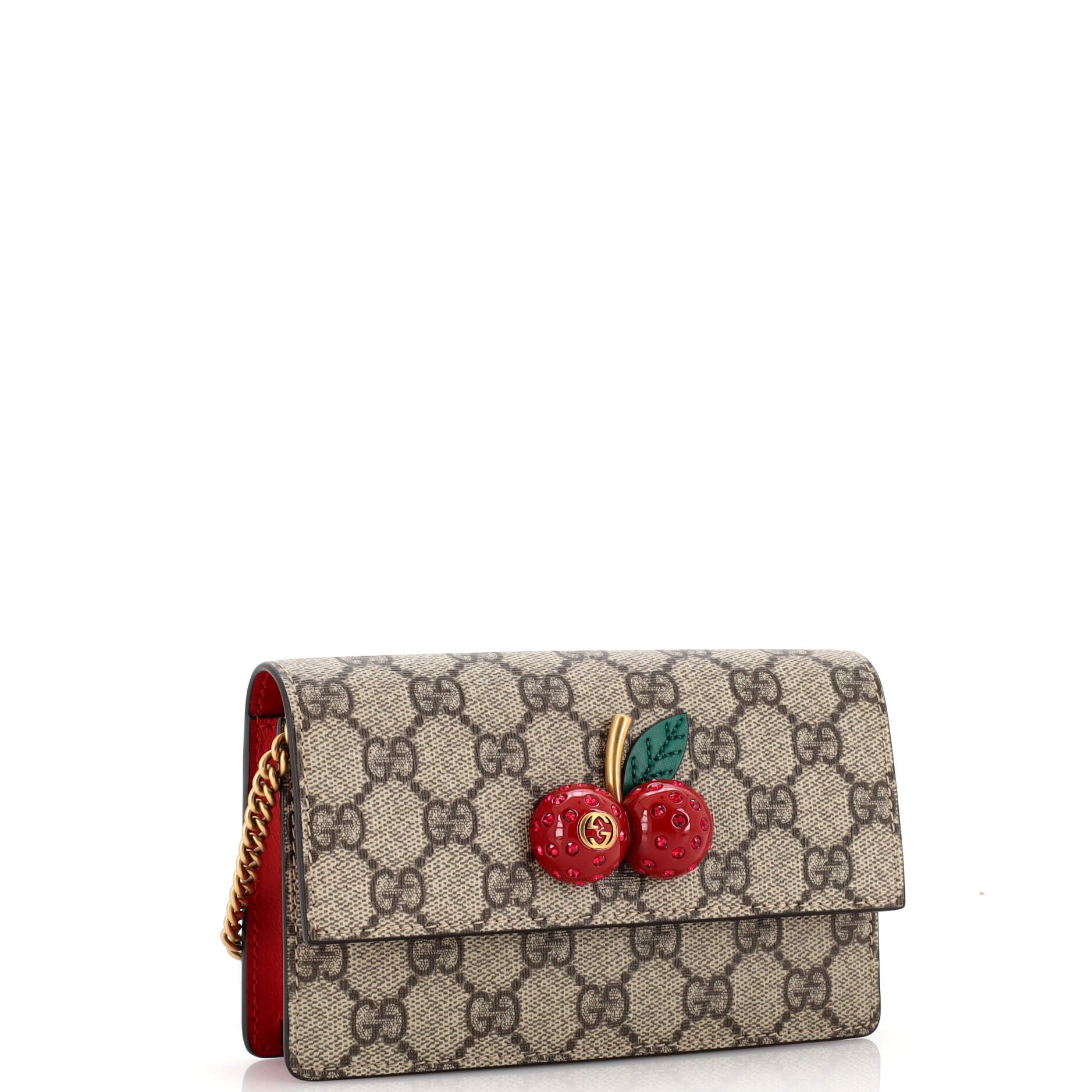 Cherries Wallet on Chain GG Coated Canvas Mini