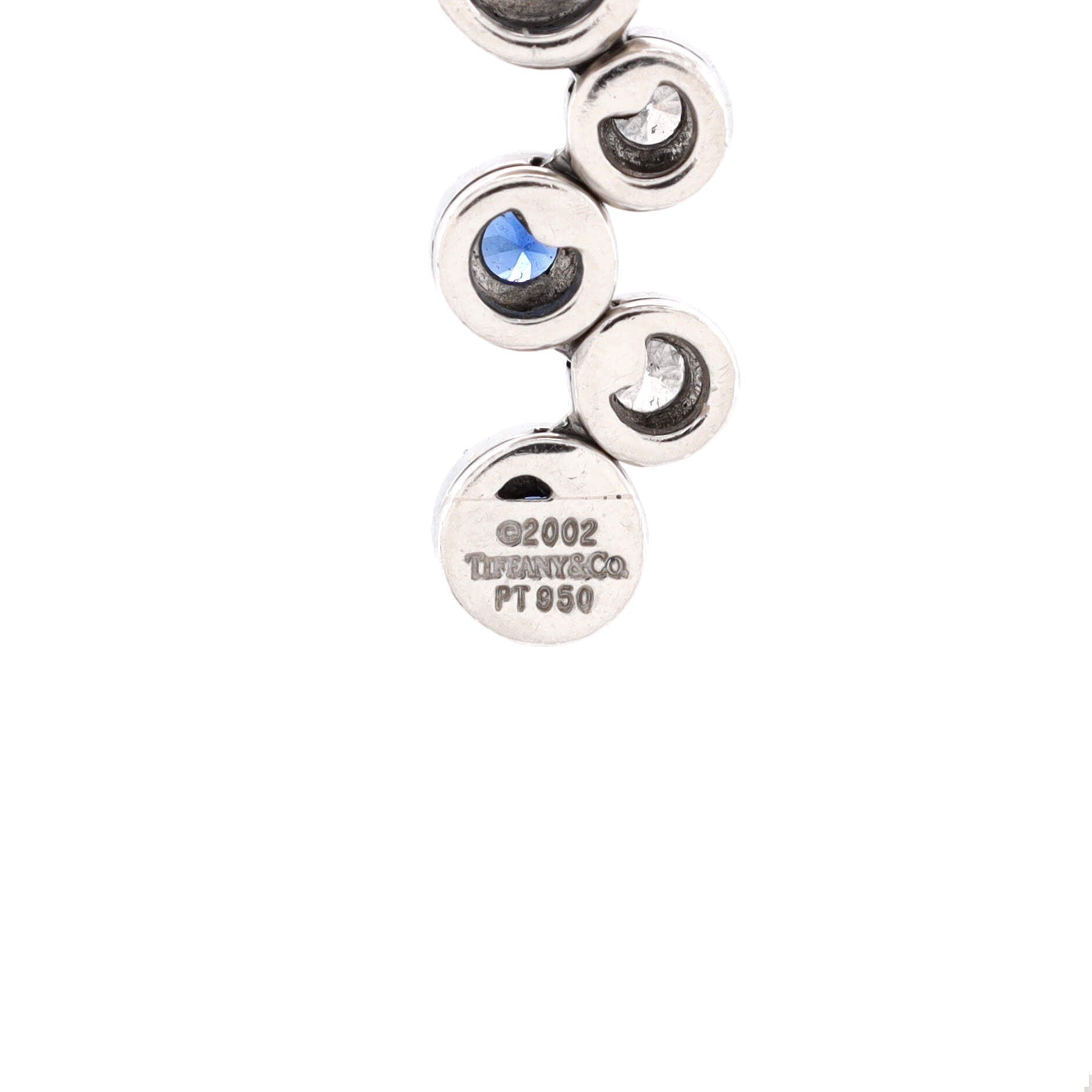 Bubble Pendant Necklace Platinum with Diamonds and Blue Sapphires