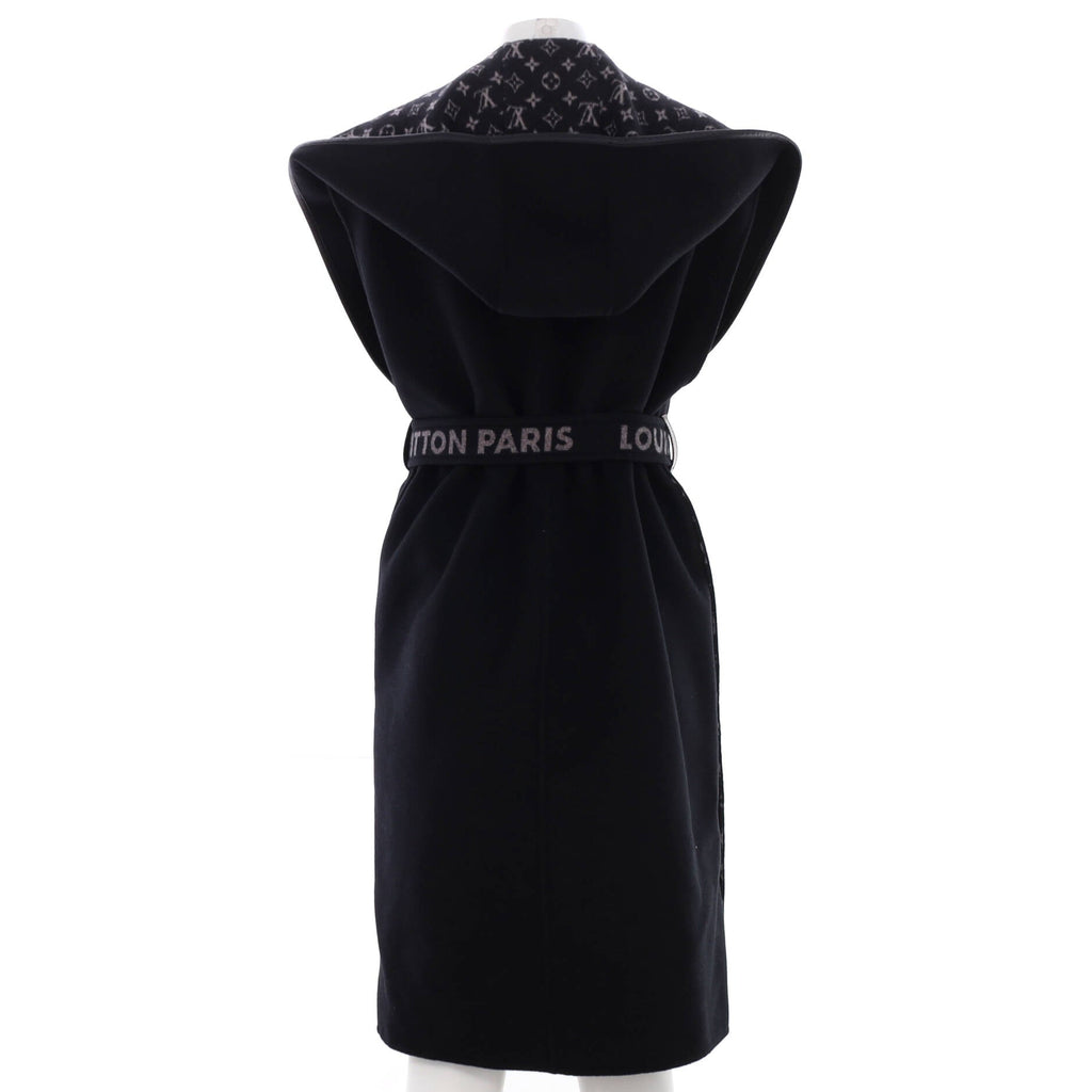 Women's Sleeveless Double Face Wrap Coat Monogram Wool Blend