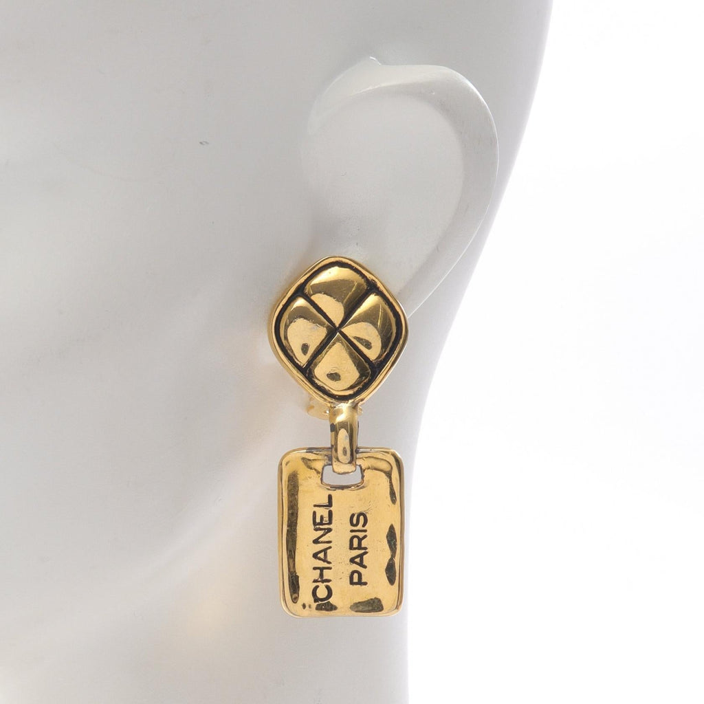 Chanel Logo Plate Earrings