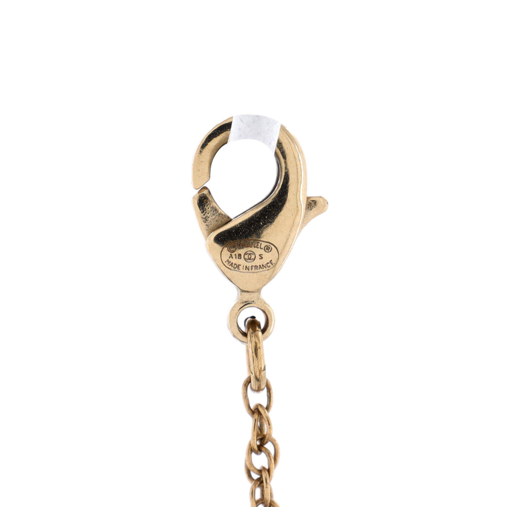 CC Pendant Chain Necklace Metal with Faux Pearl