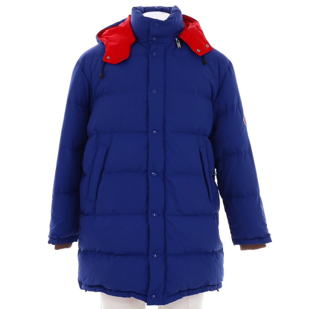 Men's Patch Hooded Puffer Coat Quilted Polyamide with Down