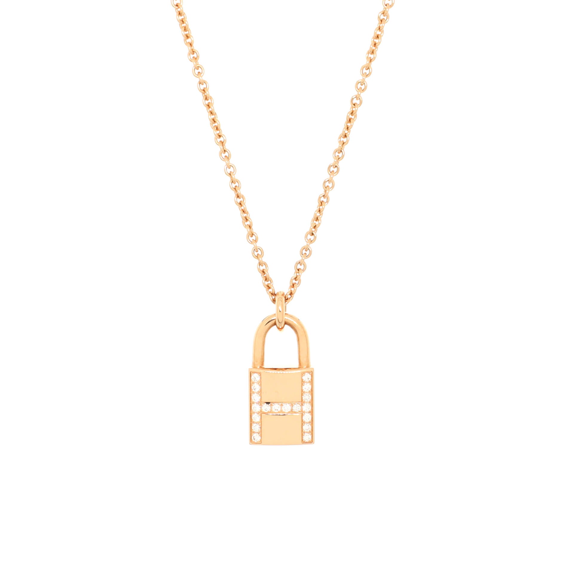 Amulettes Cadenas Pendant Necklace 18K Rose Gold with Diamonds