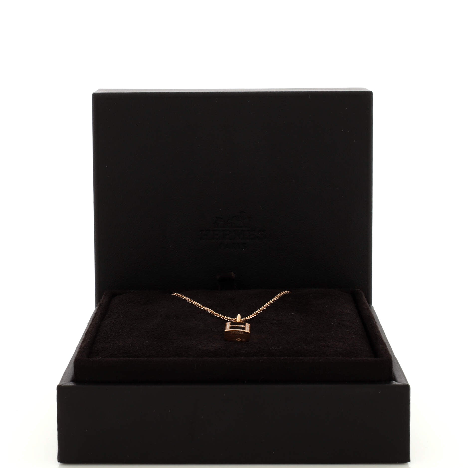 Amulettes Cadenas Pendant Necklace 18K Rose Gold with Diamonds