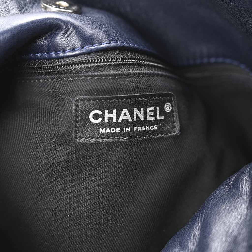 Lambskin Large Sharpei Shoulder Bag Blue
