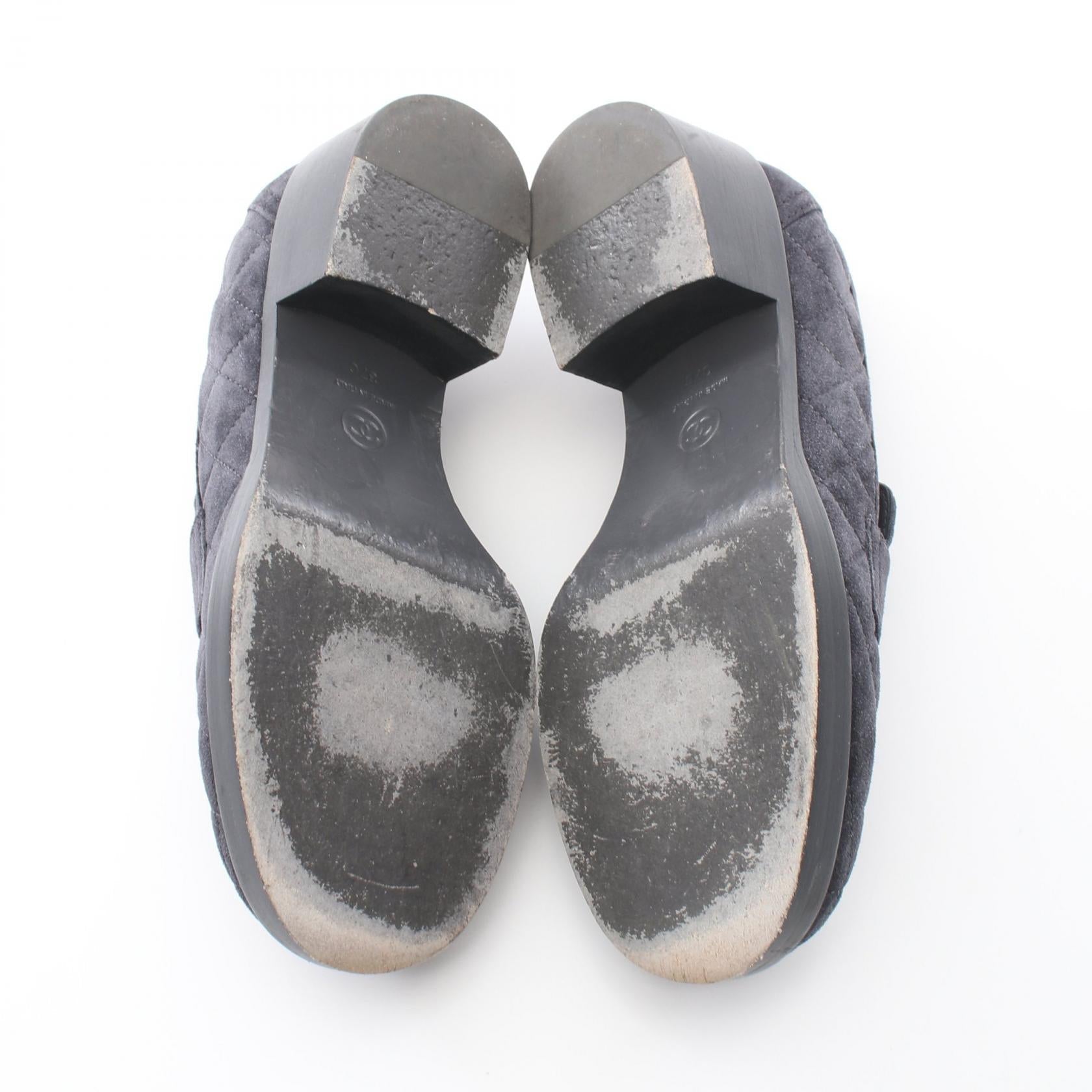 Chanel Matelasse Coco Mark Heart Turn Lock Suede Loafers