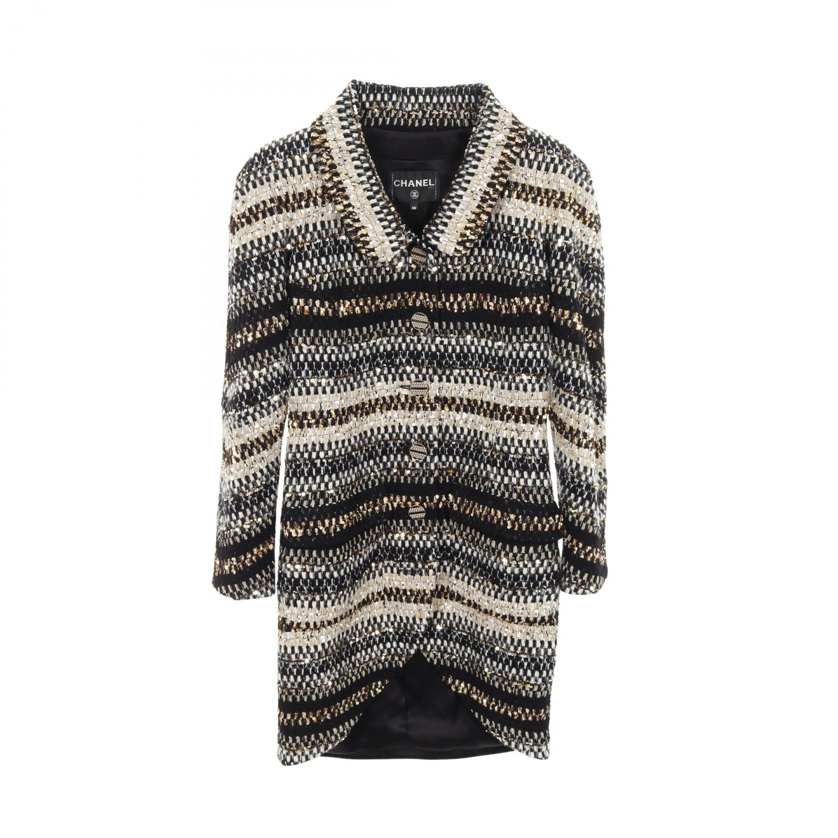 Chanel Coco Mark Button Nylon Wool Polyester Outerwear