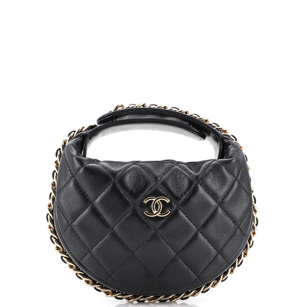 Chain Around Hobo Pouch Quilted Lambskin Mini