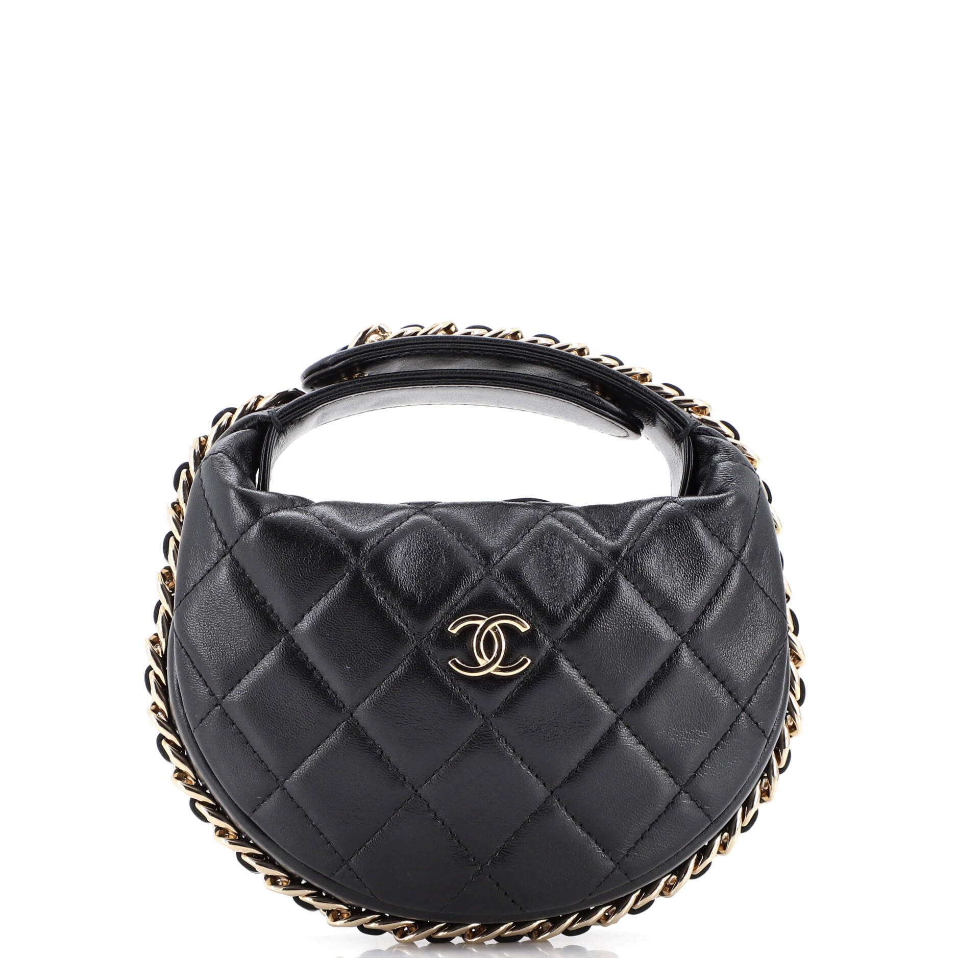 Chain Around Hobo Pouch Quilted Lambskin Mini