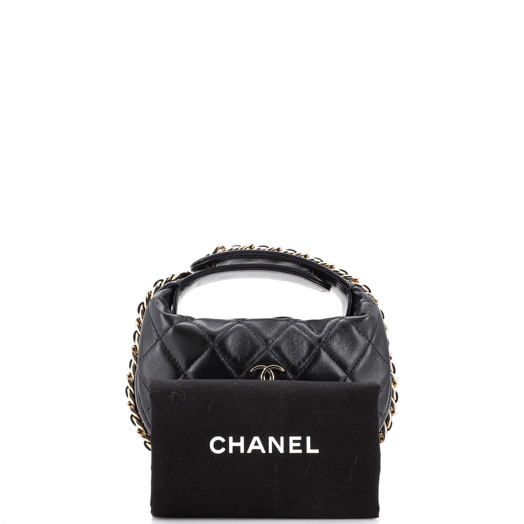 Chain Around Hobo Pouch Quilted Lambskin Mini