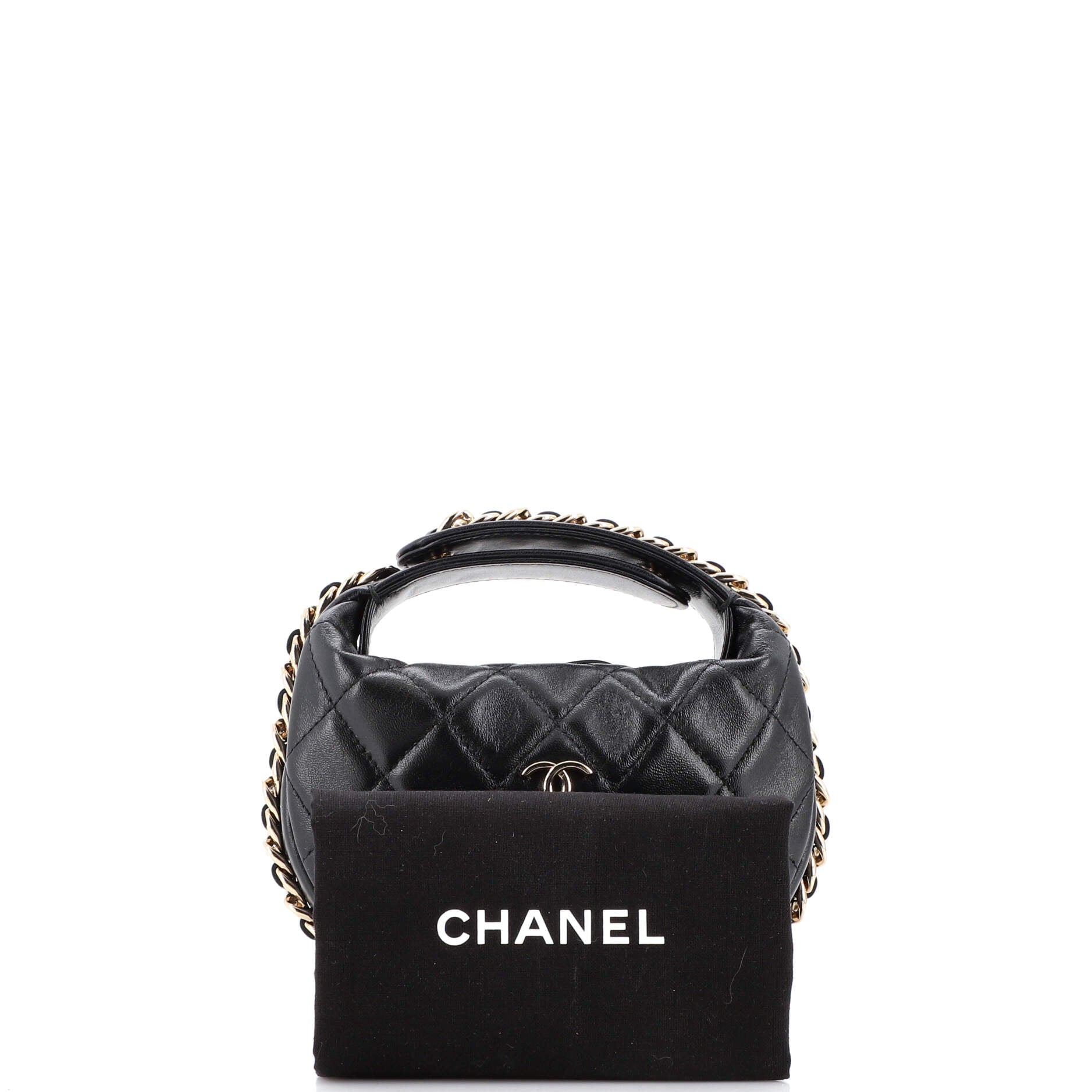 Chain Around Hobo Pouch Quilted Lambskin Mini