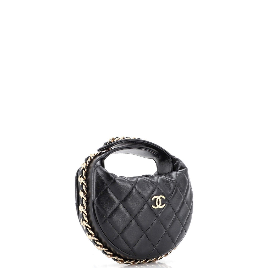Chain Around Hobo Pouch Quilted Lambskin Mini