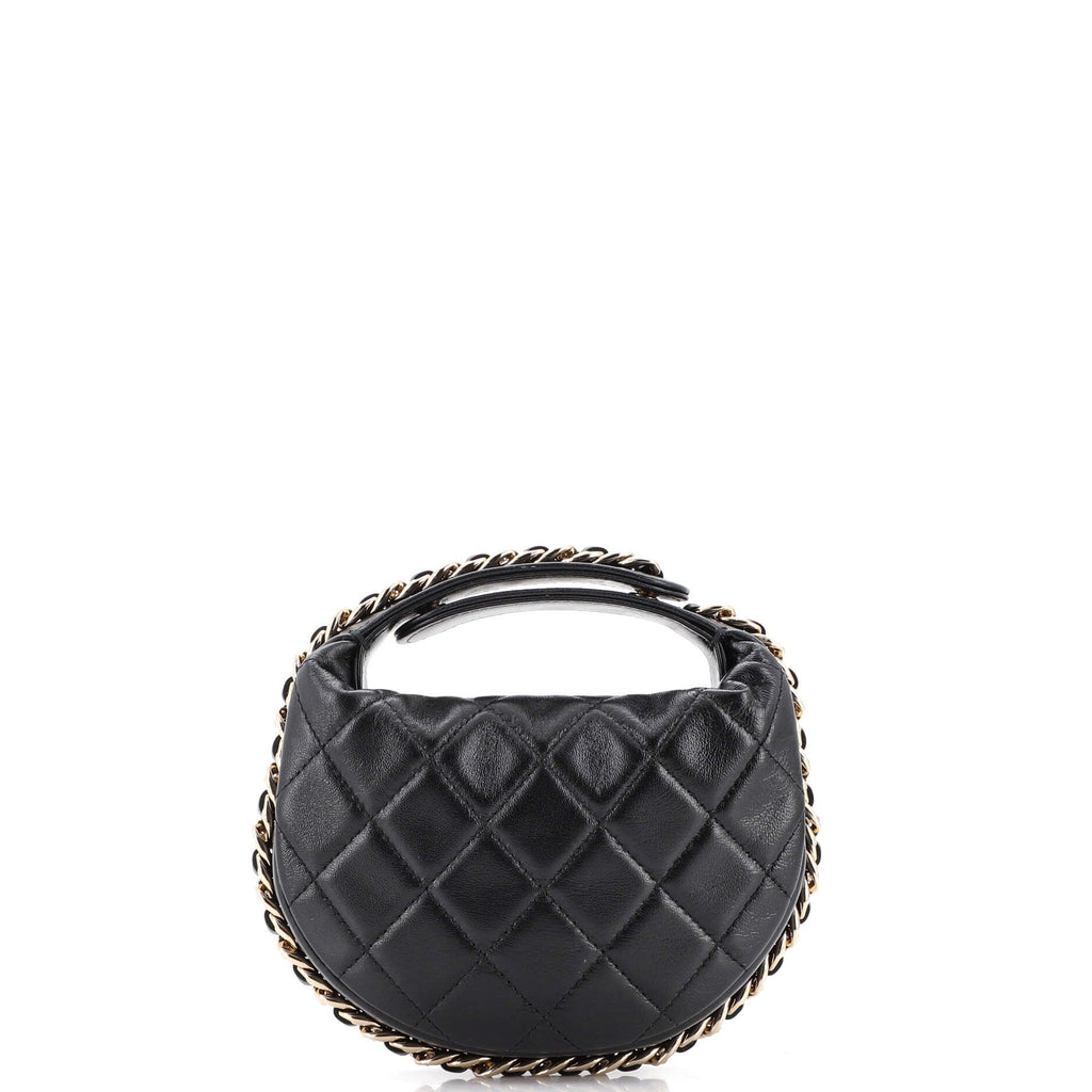 Chain Around Hobo Pouch Quilted Lambskin Mini