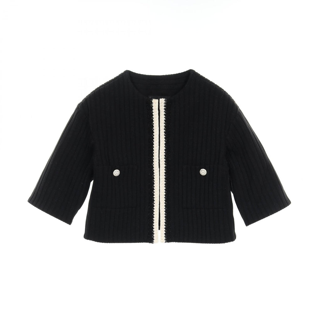 Chanel No Collar Jacket Nylon Cotton Outerwear