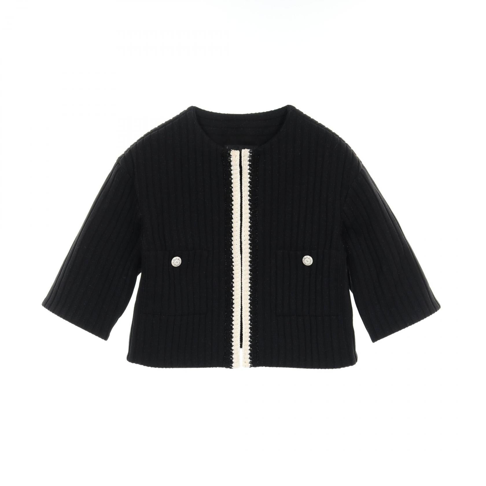 Chanel No Collar Jacket Nylon Cotton Outerwear