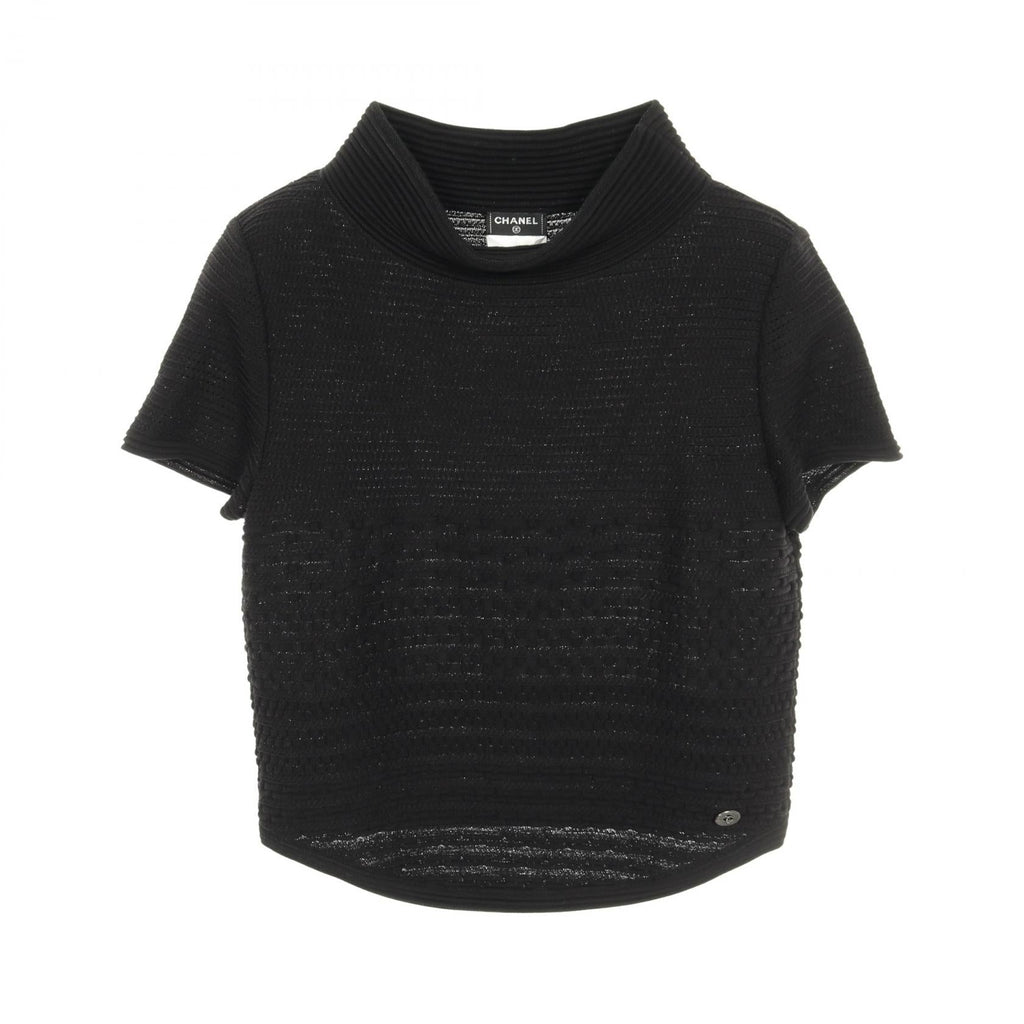 Chanel Coco Mark Button Cotton Rayon Knit Top
