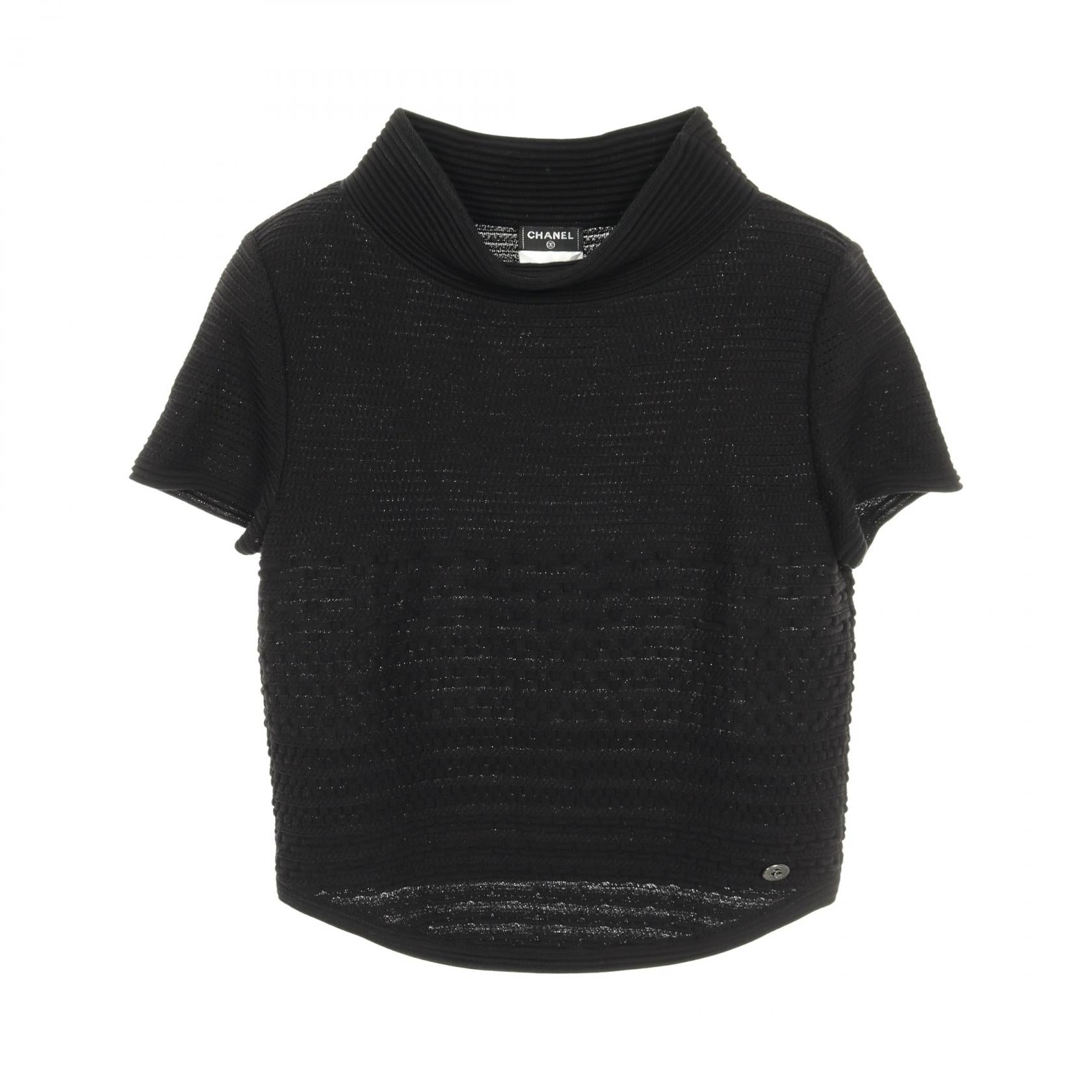 Chanel Coco Mark Button Cotton Rayon Knit Top