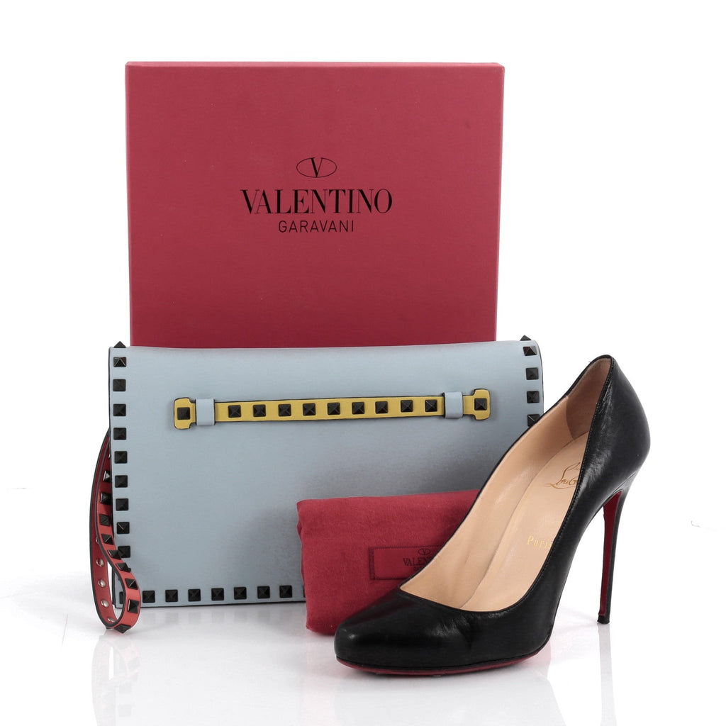 Rockstud Flap Clutch Leather