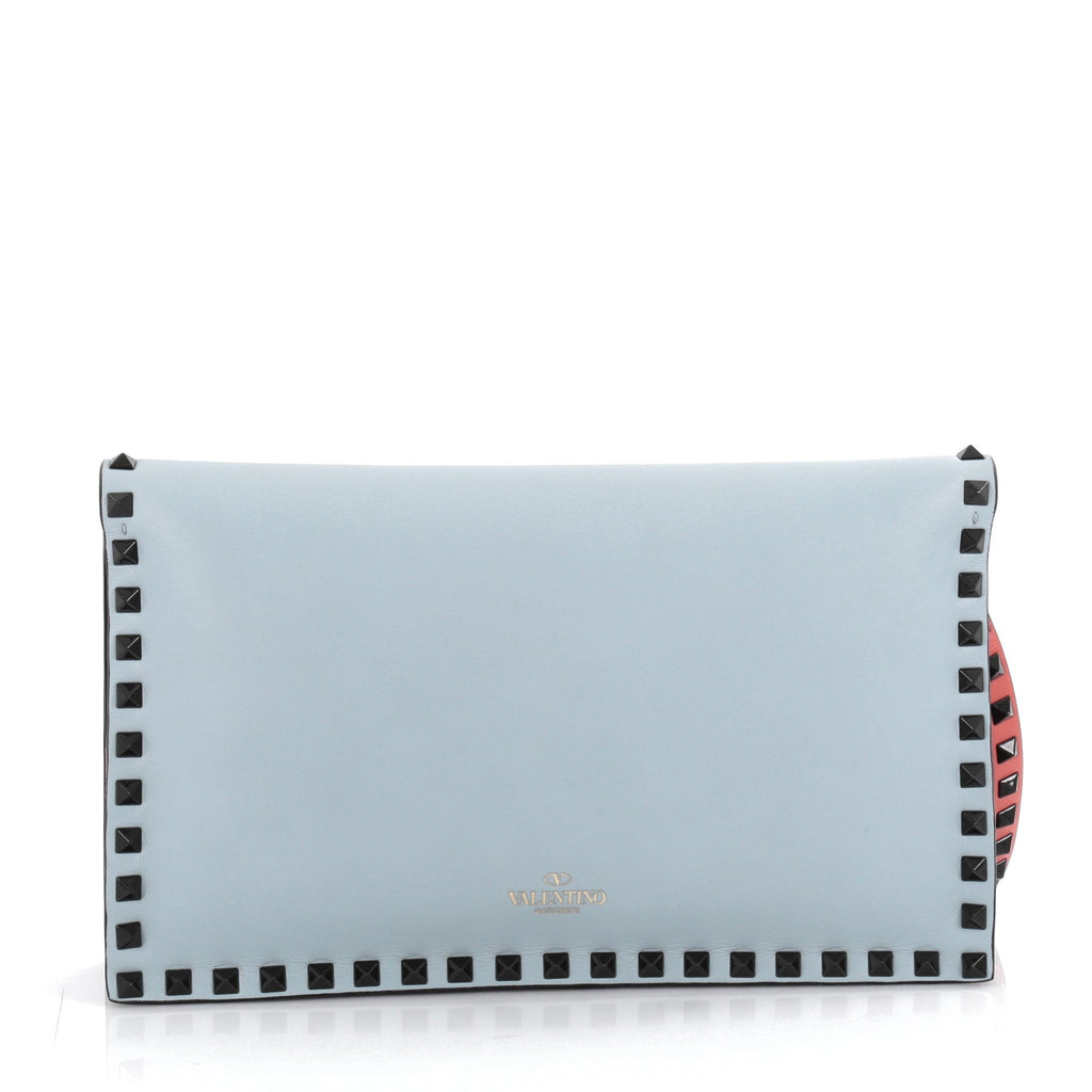 Rockstud Flap Clutch Leather