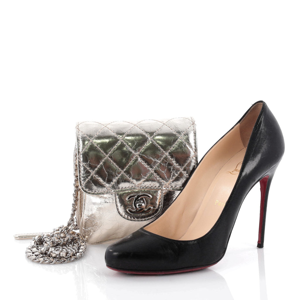 Wallet on Chain Flap Quilted Metallic Calfskin Mini