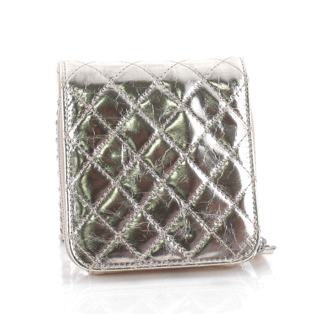 Wallet on Chain Flap Quilted Metallic Calfskin Mini
