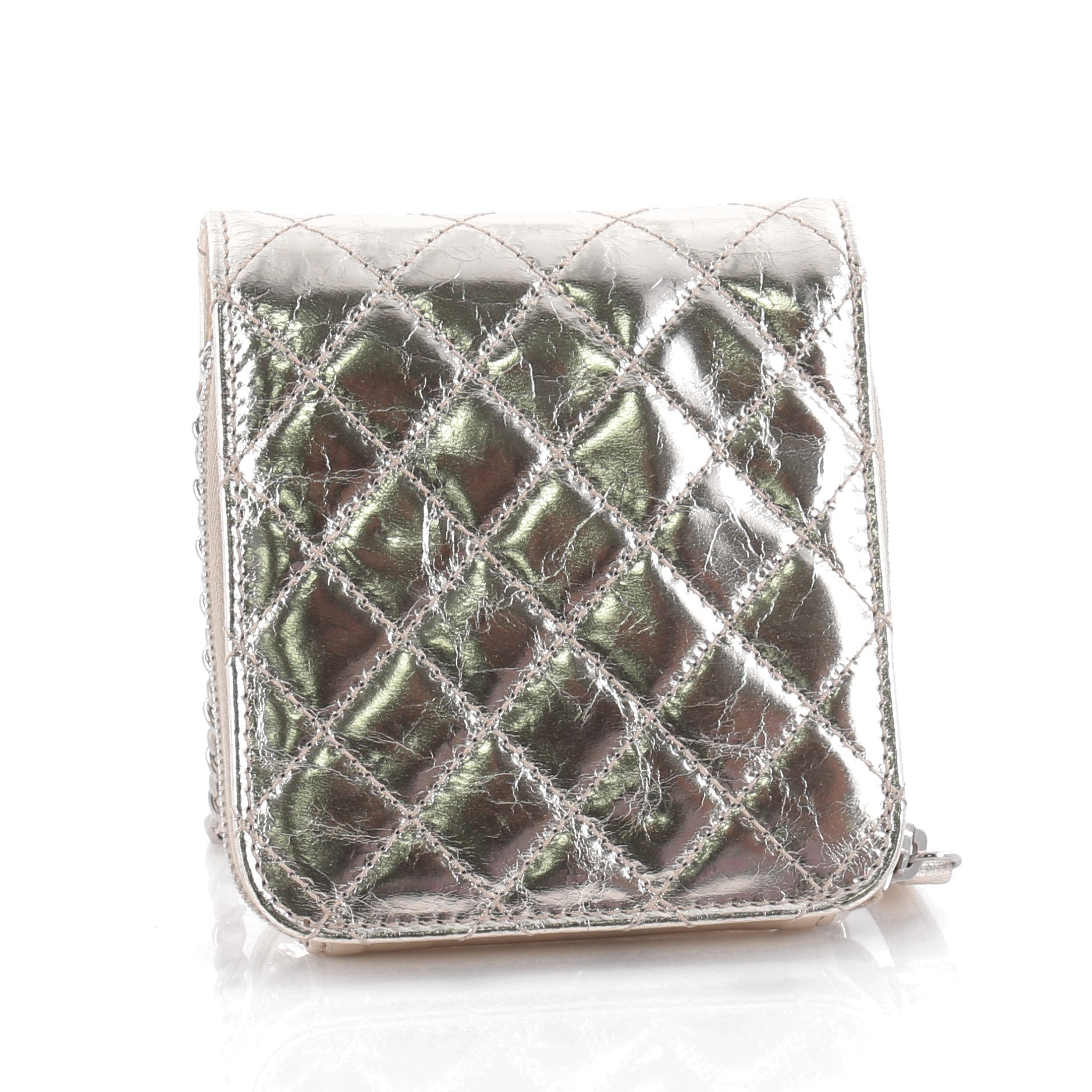 Wallet on Chain Flap Quilted Metallic Calfskin Mini