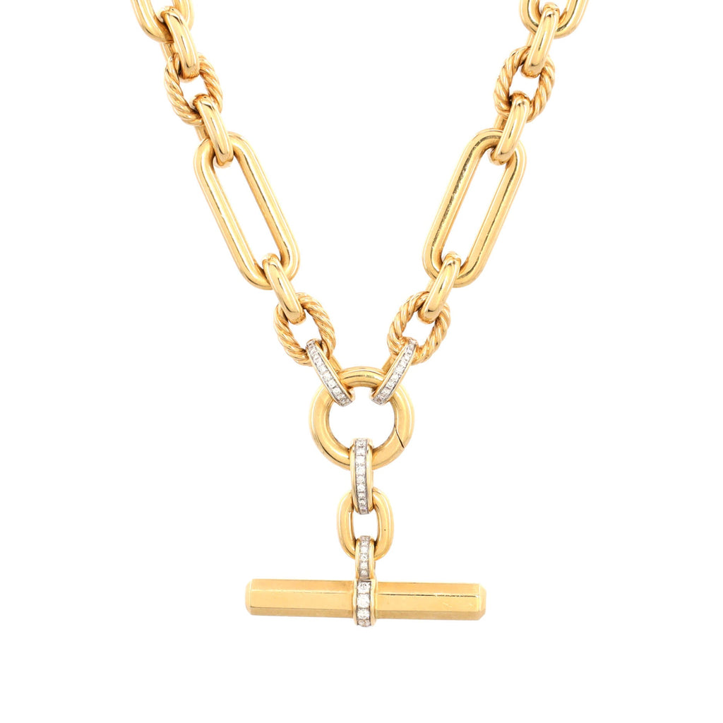 Lexington Chain Necklace 18K Yellow Gold with Pave Diamonds 9.8mm