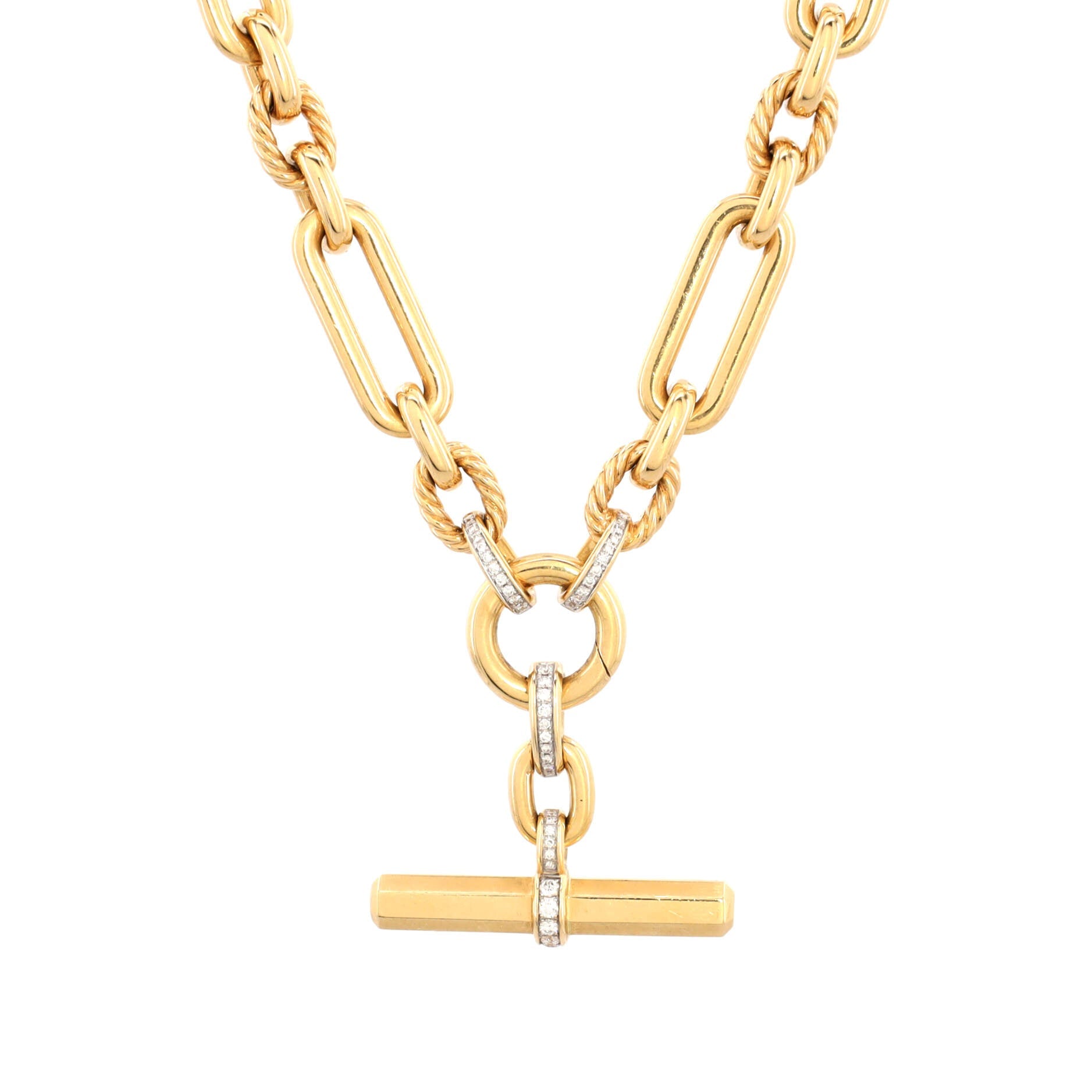 Lexington Chain Necklace 18K Yellow Gold with Pave Diamonds 9.8mm
