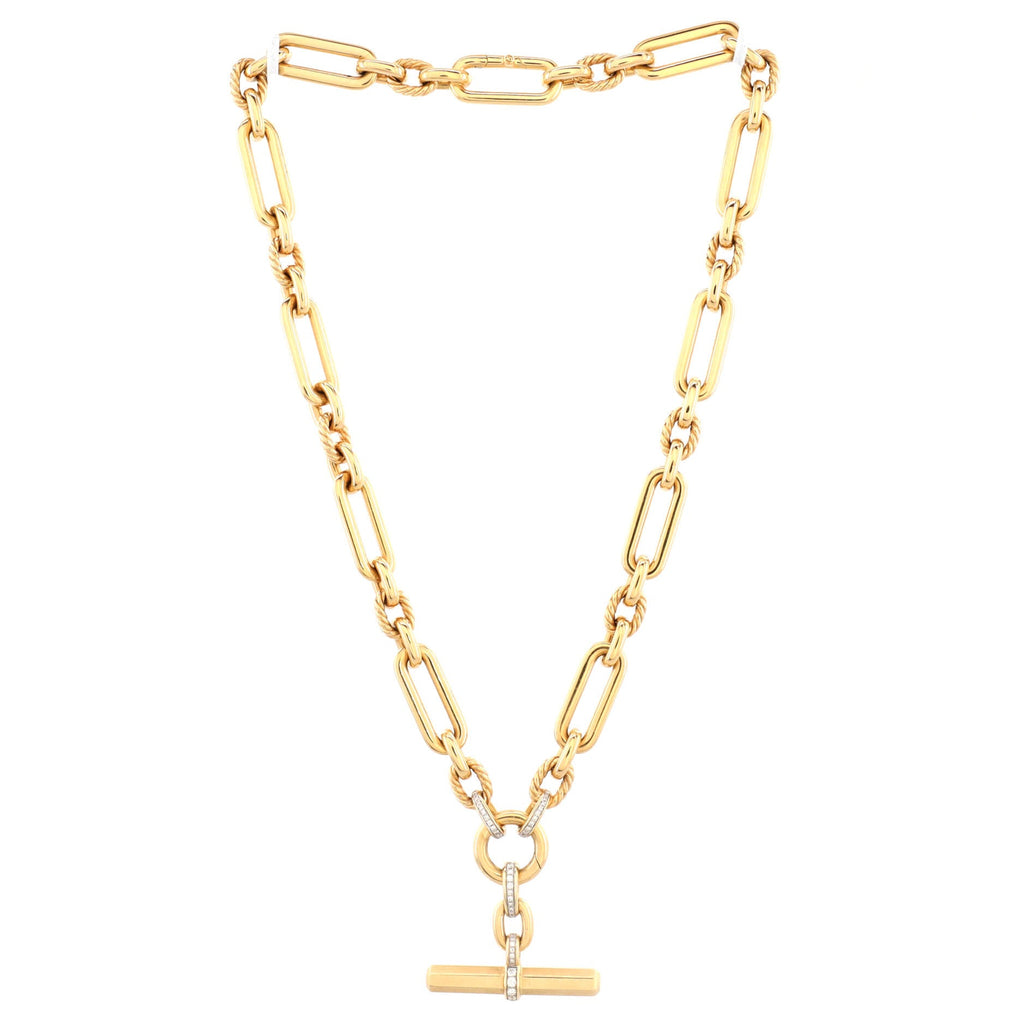 Lexington Chain Necklace 18K Yellow Gold with Pave Diamonds 9.8mm