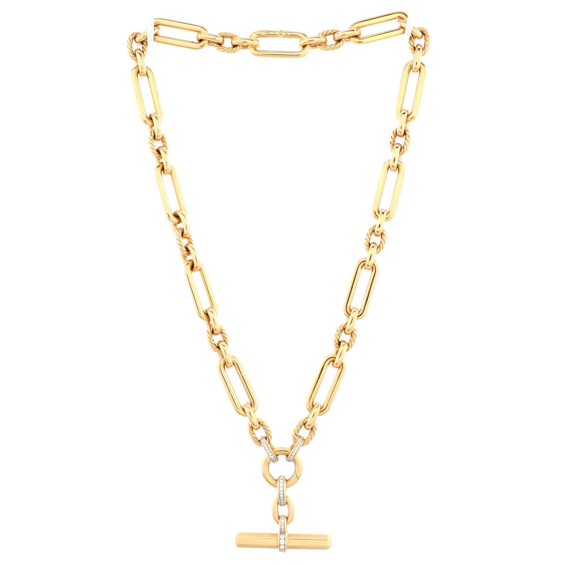 Lexington Chain Necklace 18K Yellow Gold with Pave Diamonds 9.8mm