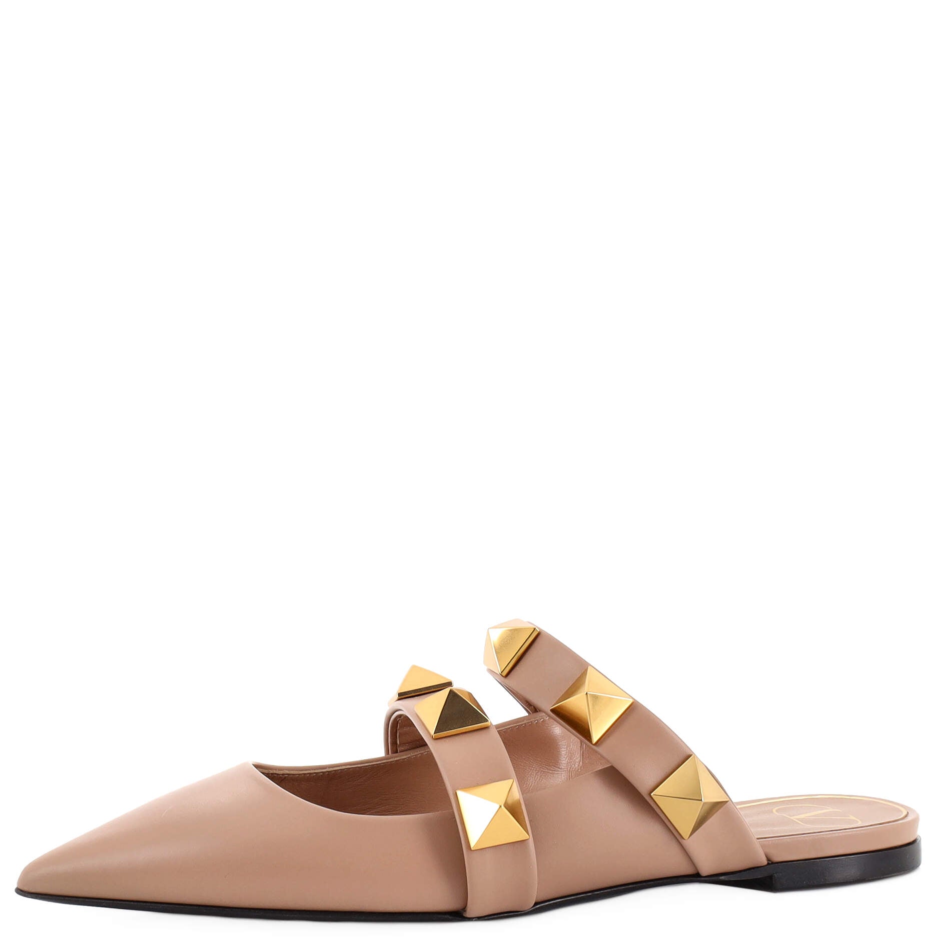 Women's Roman Stud Flat Mules Leather