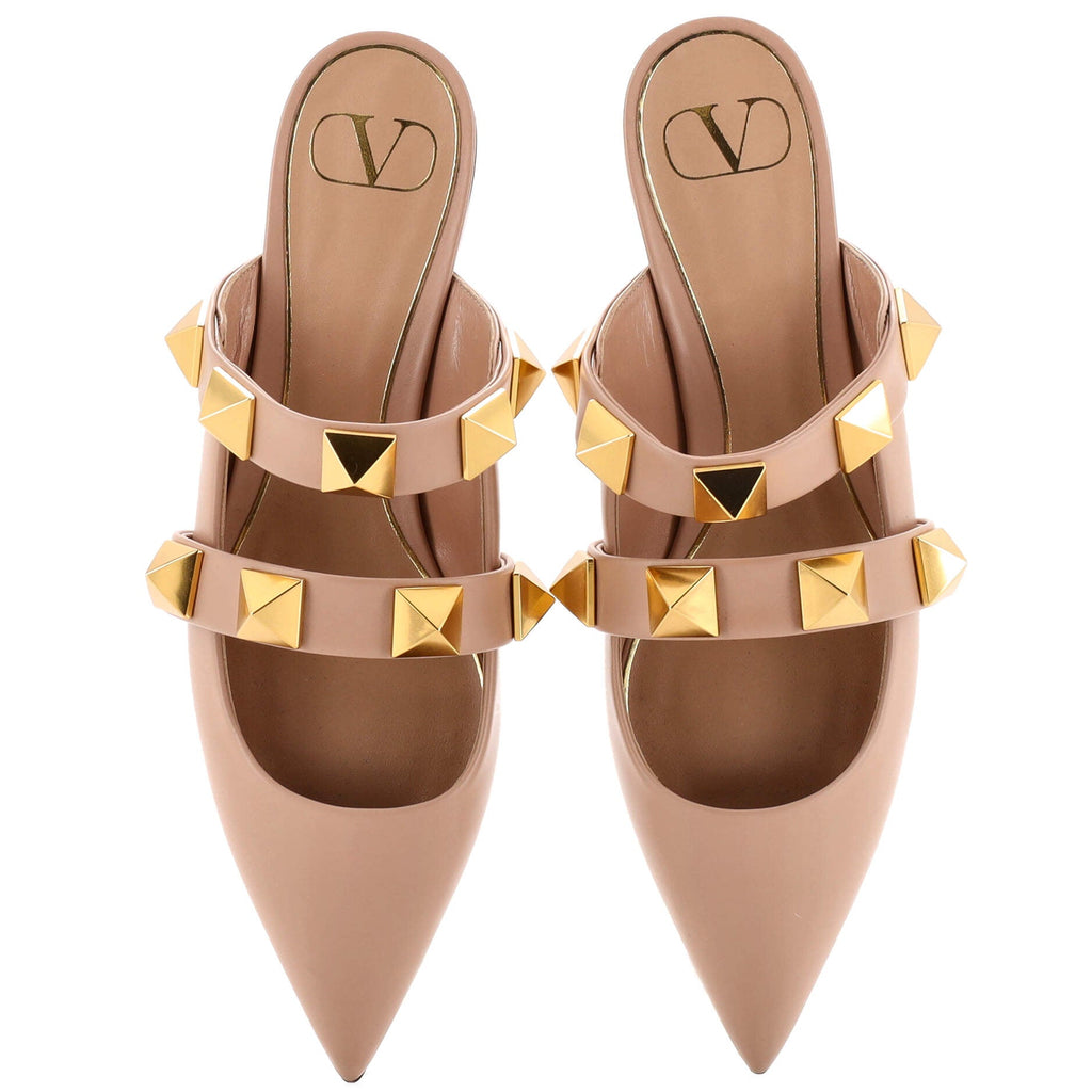 Women's Roman Stud Flat Mules Leather