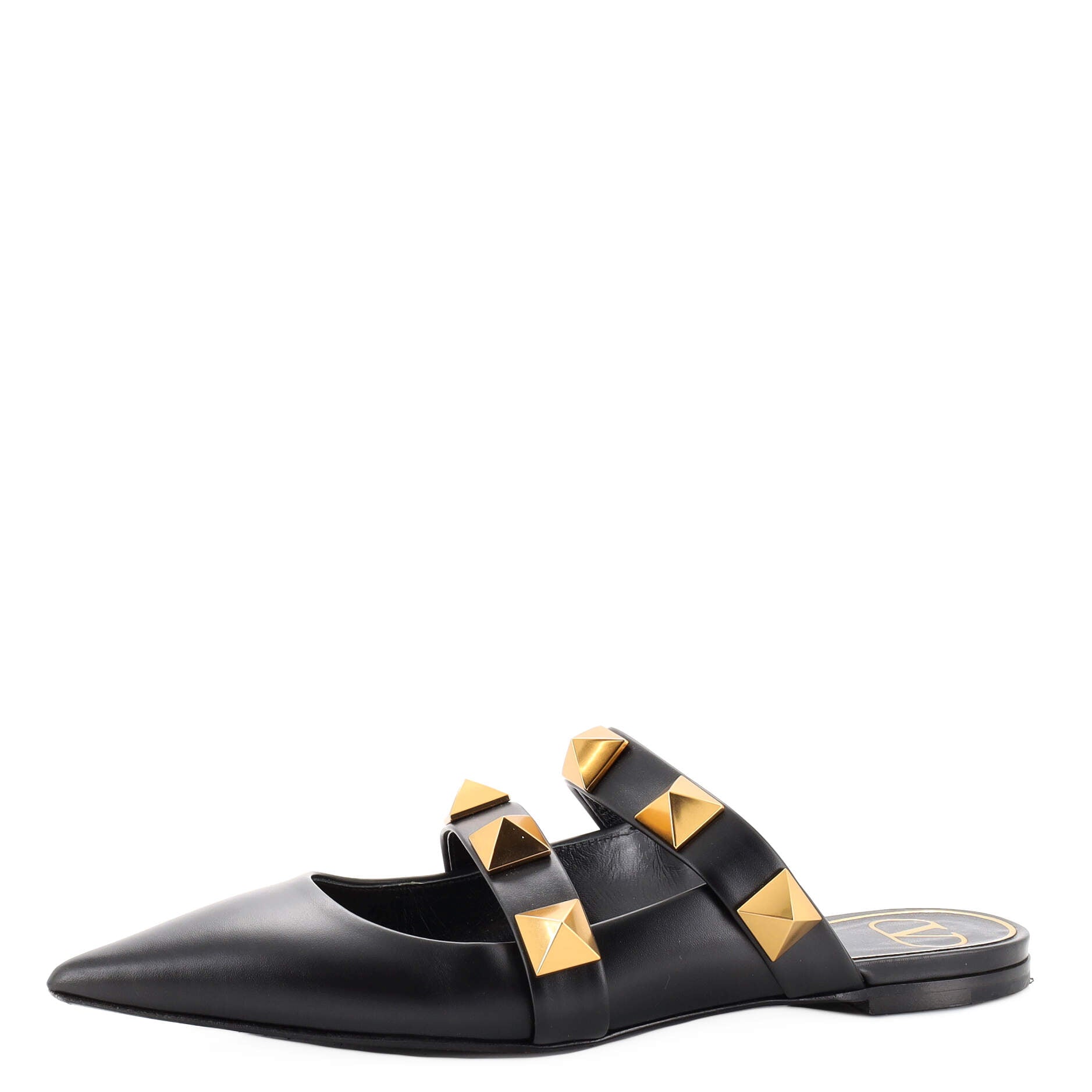 Women's Roman Stud Flat Mules Leather