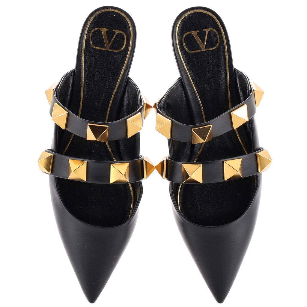 Women's Roman Stud Flat Mules Leather