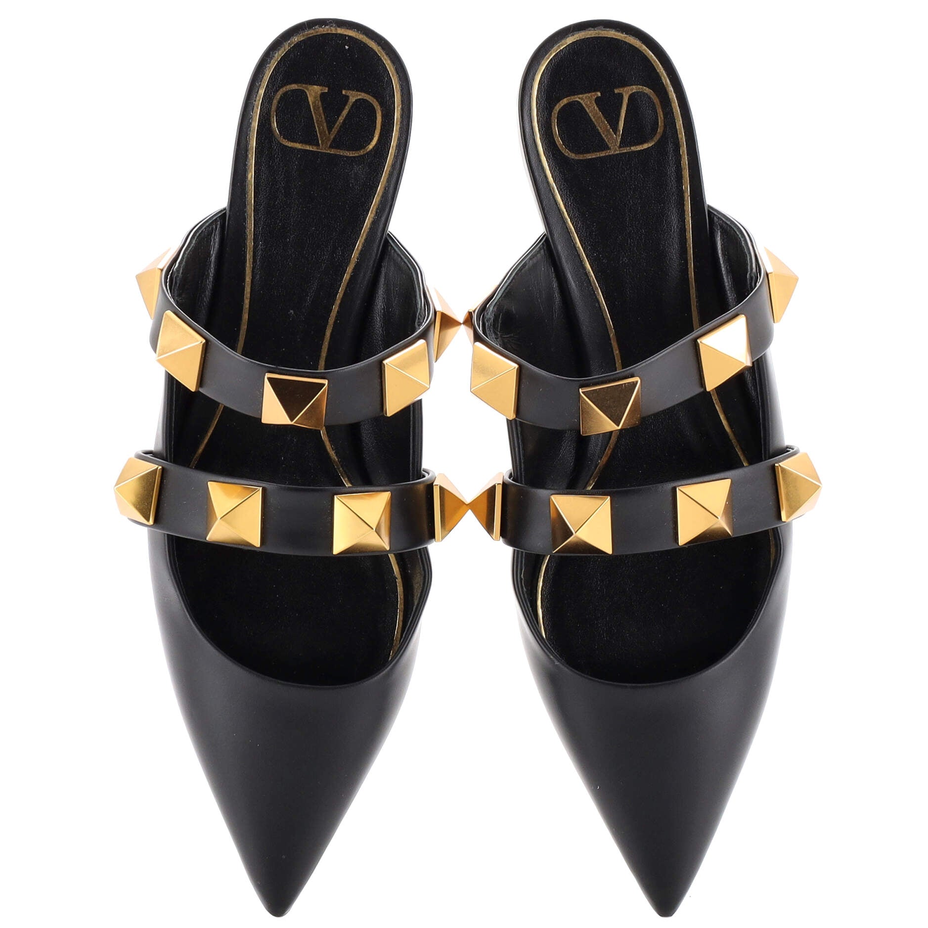 Women's Roman Stud Flat Mules Leather