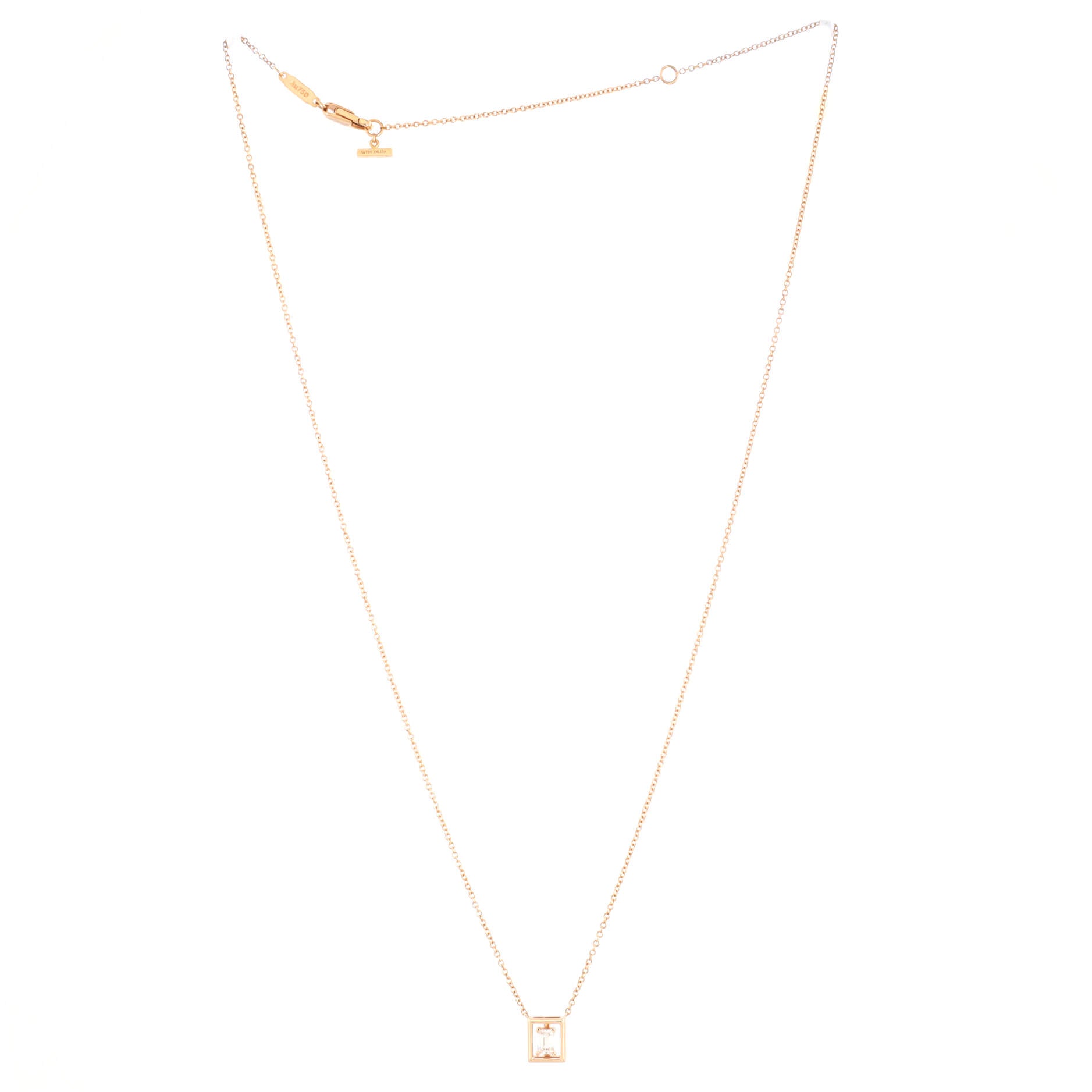 Jewel Box Pendant Necklace 18K Rose Gold with Diamond Small