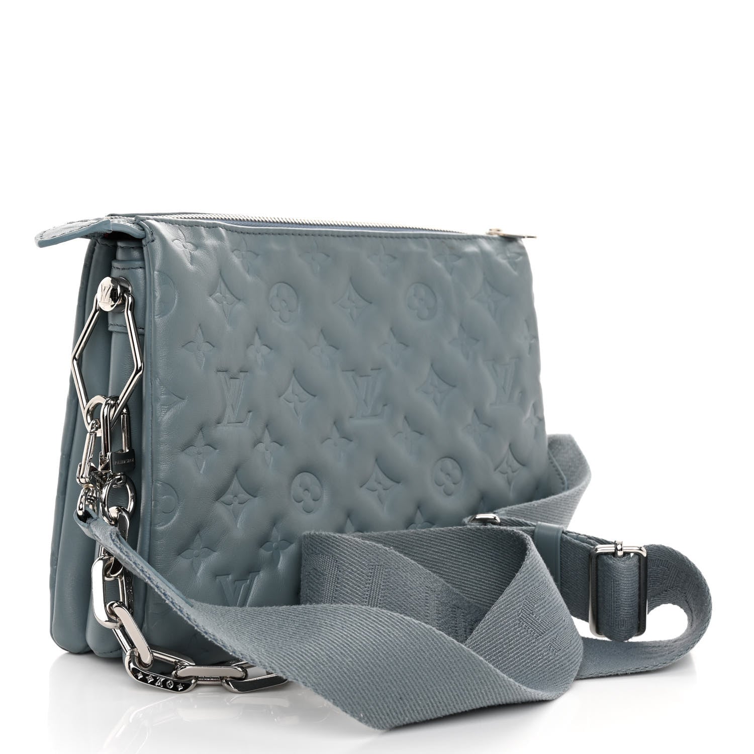 Lambskin Embossed Monogram Coussin PM Blue Glacier