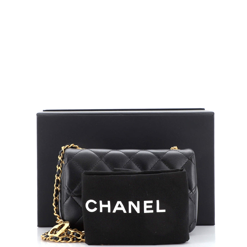 Heart Charms Flap Bag Quilted Lambskin Mini