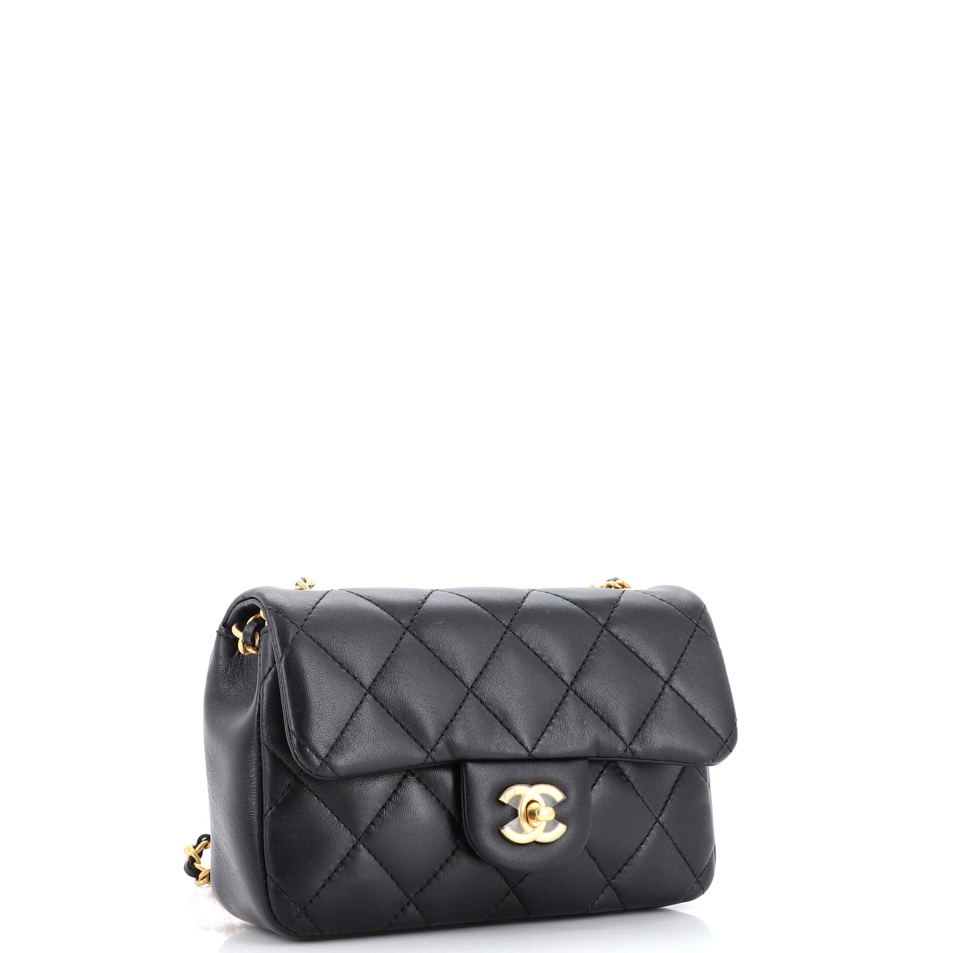Heart Charms Flap Bag Quilted Lambskin Mini