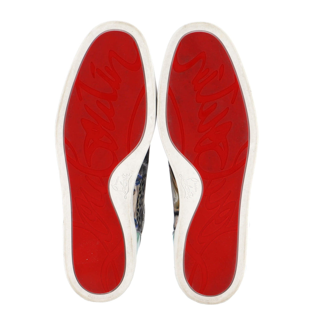 Men's Louis Flat High-Top Sneakers Printed Fabric with Patent