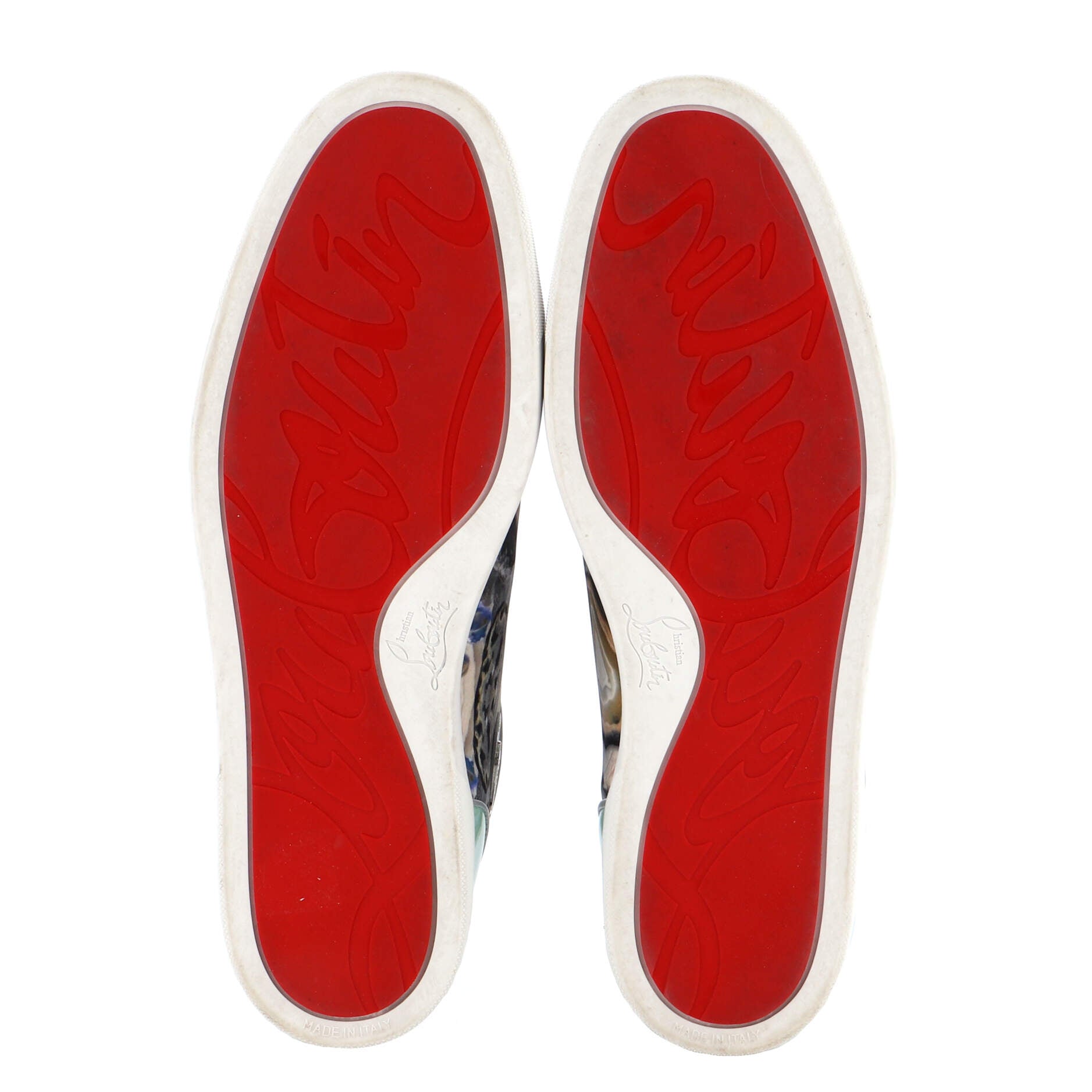 Men's Louis Flat High-Top Sneakers Printed Fabric with Patent
