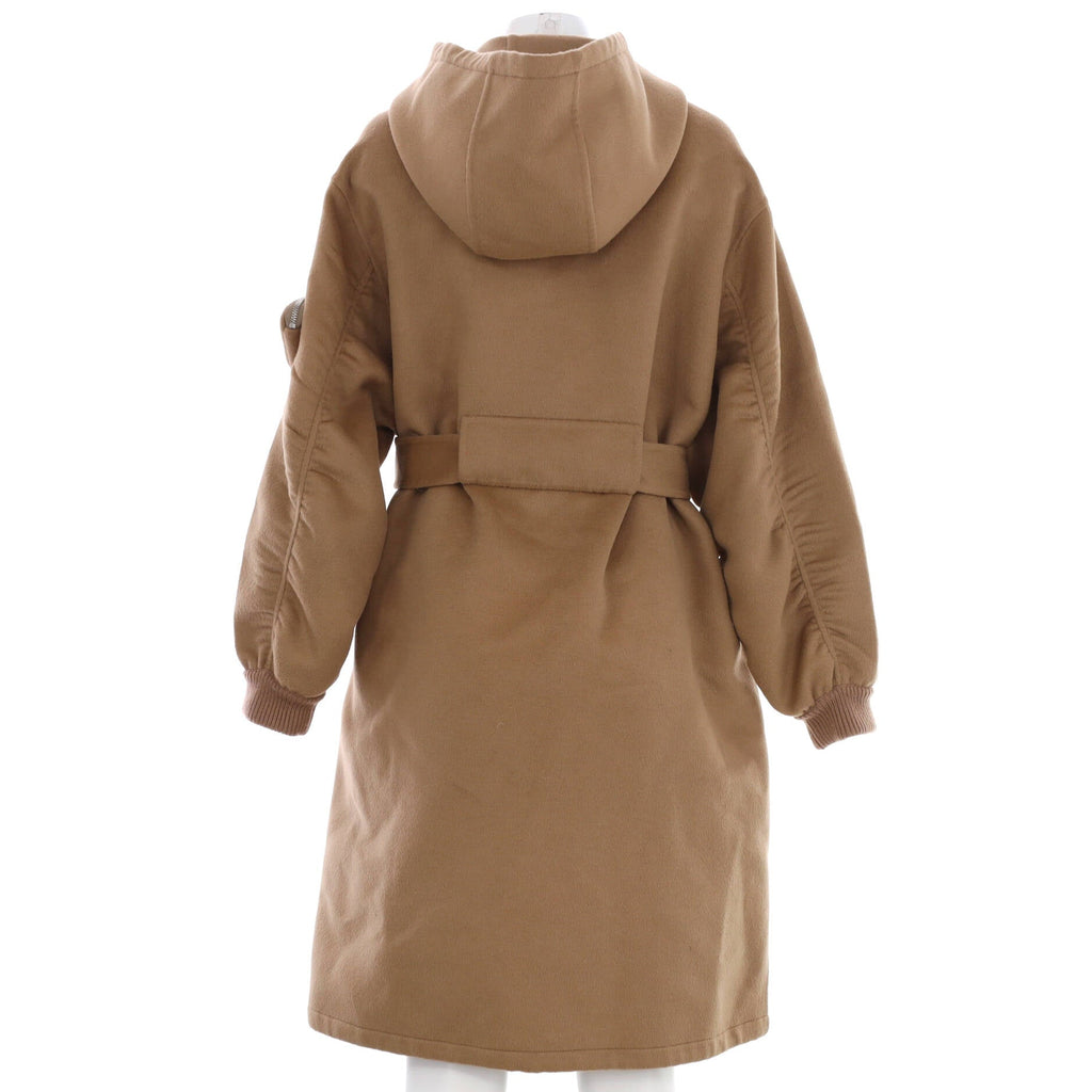 Women's Hooded Belted Oversized Zip Jacket Wool