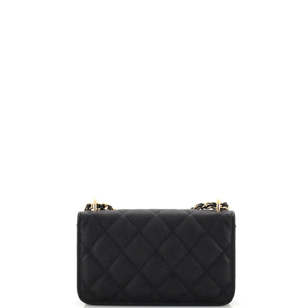 Pocket Twins Clutch with Chain Quilted Caviar
