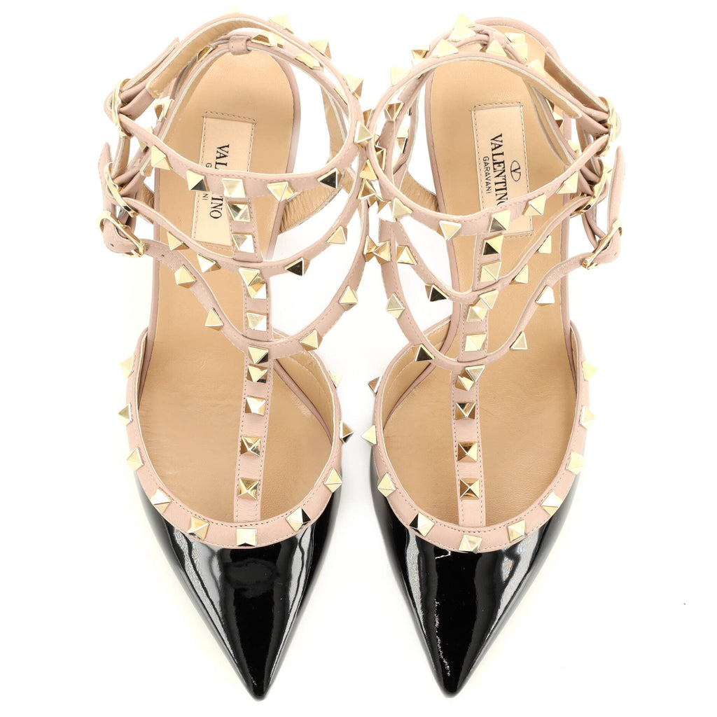Women's Rockstud Caged Ankle Strap Pumps Patent 65