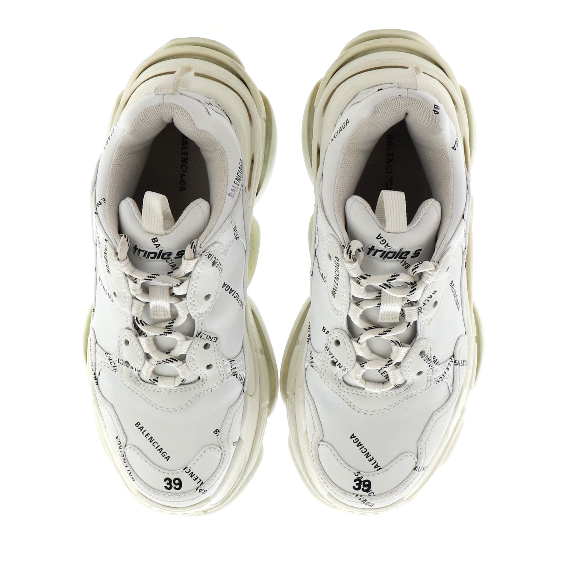 Men's Allover Logo Triple S Sneakers Printed Technical Fabric and Faux Leather