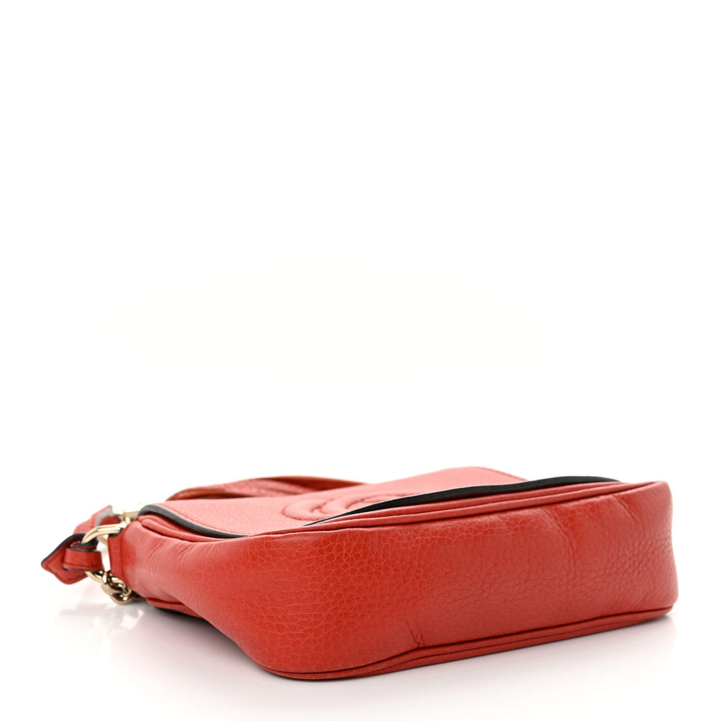 Pebbled Calfskin Small Soho Flap Crossbody Red