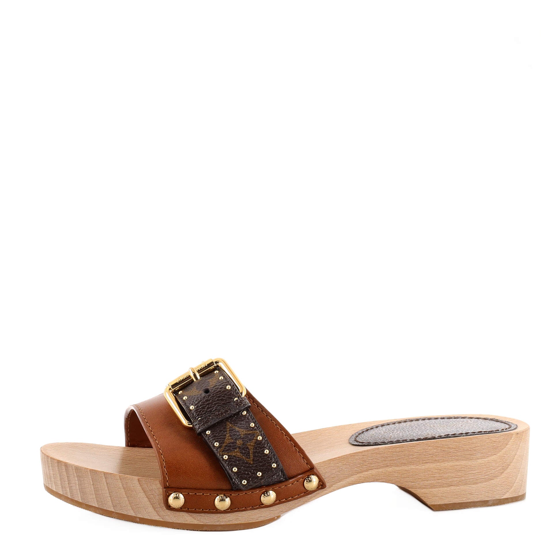Women's Cottage Mules Leather with Monogram Canvas