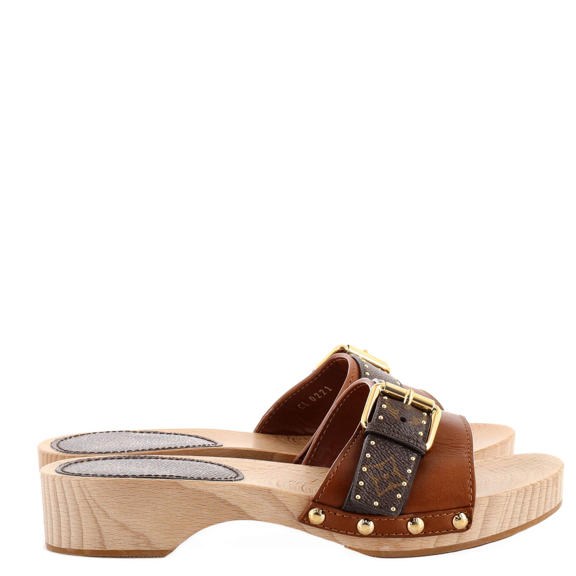 Women's Cottage Mules Leather with Monogram Canvas